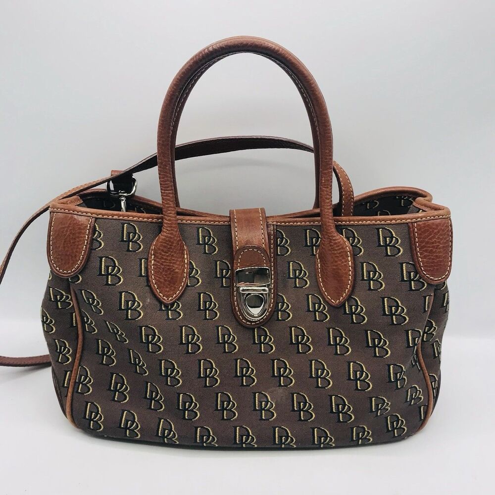 Dooney & Bourke Signature Logo Vintage Satchel Handbag – Black & Brown